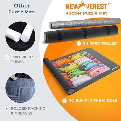 Newverest Jigsaw Puzzle Mat Roll Up, Saver Pad 39.4” x 23.6” Portable Keeper Up to 1000 Pieces with Non-Slip Rubber Bottom and Polyester Top + 3 Puzzle Sorting Trays, Travel-Friendly Storage Bag thumbnail 6
