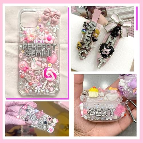 Junk Case Charms, A-Z Alphabet Letters Junk Case Kit, Junk Phone Case Charm, Pink Assorted Slime Charms Bulk Letter Charms for DIY Necklace Bracelets Jewelry Making Scrapbooking Crafts thumbnail 7