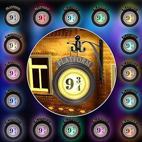 DOMSCIEN 9¾ Platform Hanging Night Light Platform 9 3/4 Sign- Remote Control Hanging Wall Lamp Halloween Decorations Holiday Magic Lamp Gift for Movie Fans（Red） thumbnail 3