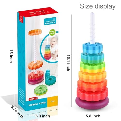 FineSource Spinning Stacking Toys-Spin Toys ABS Plastic and Color Rainbow Design,Focus on Children Educational Kids Brain Development Toys Free Family Games for Birthday Gifts thumbnail 5