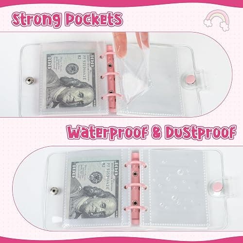 Mafegu Mini Money Saving Binder with 25 Envelopes, $1000 Savings Challenge Book, Portable for Budgeting Cash Planner,School Class Prize Gift (Pink, $1000) thumbnail 5