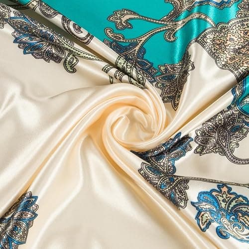 RIIQIICHY Head Scarf for Women Like Silk Scarf Hair Scarf Printed Square Scarf Bandanas for Women 35 Inches thumbnail 6