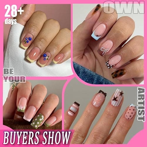 UNA GELLA Nail Tips Square: 504PCS Short Square Nail Tips Pre Etched Gel Fake Nails Tips, No C Curve For Women DIY Nail Extension French Style Salon Home Full Cover Soft Acrylic False Tips 12 Sizes thumbnail 2