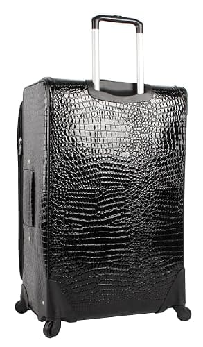 Kathy Van Zeeland Croco PVC Designer Luggage - Lightweight Expandable 28 Inch Suitcase for Women - Large Durable Bag with 4-Rolling Spinner Wheels (Black) thumbnail 4