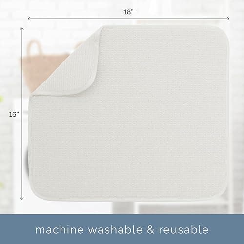 S&T INC. Dish Drying Mat, 16" x 18", Large, Cream | Absorbent Microfiber, Kitchen Counter Mat for Dishes, Utensils, Pots and Pans, Machine Washable thumbnail 3
