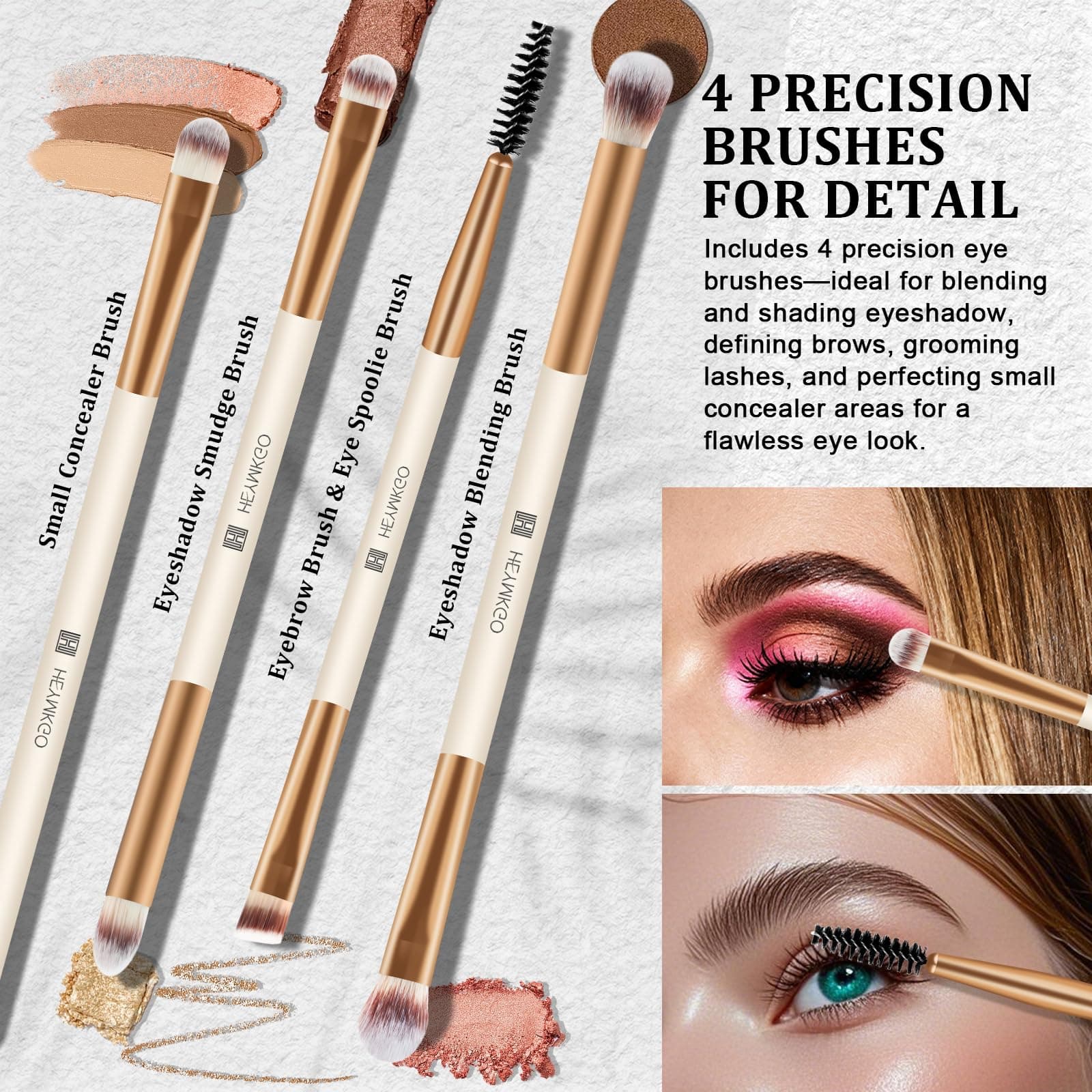 HEYMKGO - Juego de 6 brochas de maquillaje de doble punta para base, contorno, polvos, rubor, corrector, sombras de ojos, líquidos, cremas y polvos (albaricoque) thumbnail 4