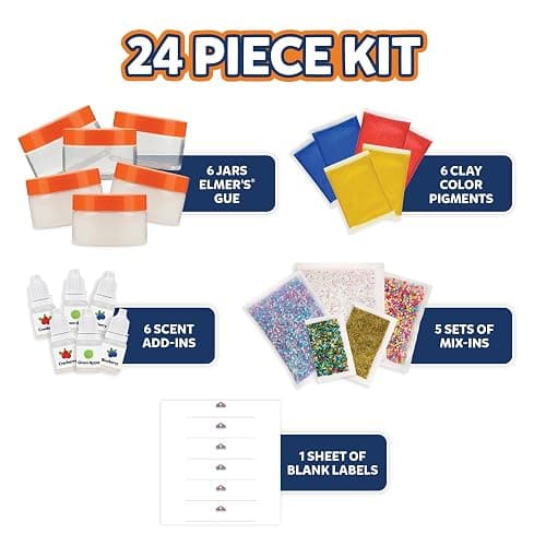 Elmer's Color Wheel Slime Kit, Includes Elmer's Gue Premade Slime, Clay Color Pigments, Scents, Sheet Labels, 24 Piece Kit thumbnail 5