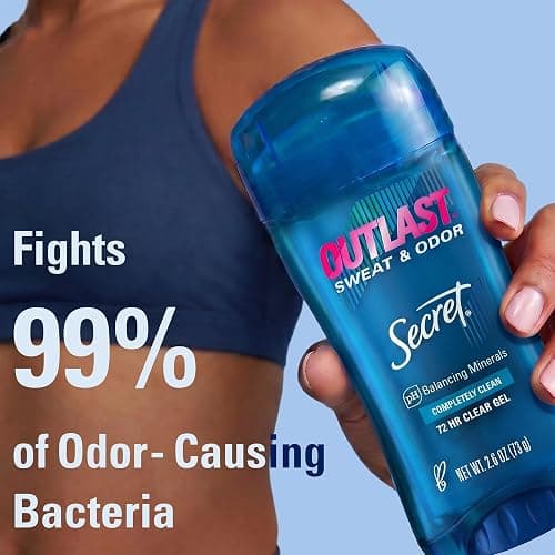 Secret Outlast Antiperspirant Deodorant for Women, 72hr Sweat & Odor Protection, PH Balancing Minerals, Pro-Hyaluronic Acid, Clear Gel, Completely Clean Scent, 2.6 oz (Pack of 2) thumbnail 3