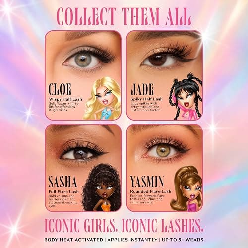 Lilly Lashes BRATZ Collab Yasmin Lash, Self-Adhesive Full Volume Medium Length Rounded Flare, 13mm Boho Criss-Cross Faux Mink, Reusable Press On Lashes, No Glue Needed, 25th Anniversary Limited thumbnail 7
