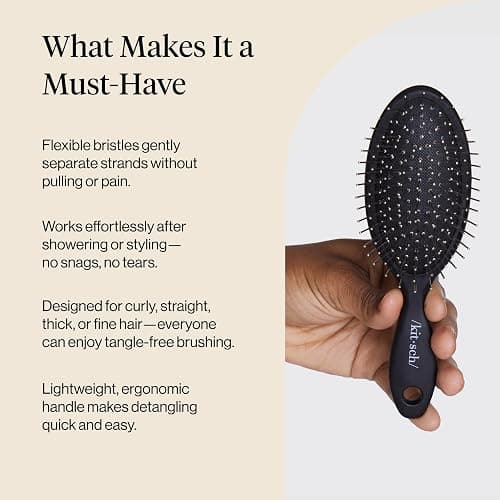 Kitsch Wet Dry Brush Detangler, Hair Brush for Women - Flexi Black | Hairbrush for Women, Men & Kids | Detangling Brush for Curly Hair, Bounce Curl Defining Brush for Wet or Dry Strands thumbnail 5