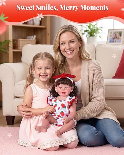 BABESIDE Reborn Baby Doll Clothes for 18-20 Inch Dolls, Strawberry Outfit | Cute Doll Clothing for Dress-Up Pretend Play, Soft Doll Accessories for Birthdays and Holidays, Doll Not Included, Ages 3+ thumbnail 7