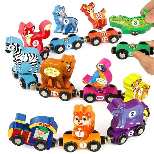 Vanmor Wooden Train Set for Toddlers, Magnetic Animal Number Train Toys for Ages3-5, Toddler Learning Toys, Fine Motor Skills Educational Toys, Preschool Activities, Toddler Boy Girl Gifts thumbnail 8
