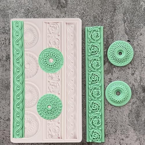 ICNYEKl 1pcs Luxury Baroque Cake Border Decoration Fondant Mold, Jewelry Button Chocolate Silicone Molds, for Kitchen Baking, Candy, Sugar Craft, Mousse, Gum, Clay, Resin, Plaster, Home Decor thumbnail 3