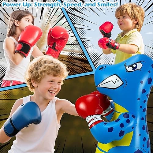 Kids Punching Bag 3-8 with Air Pump, Toddler Punching Bags for Kids, Inflatable Dinosaur Toy with Bounce- Back Action, Safe Gifts for Boys & Girls Age 3-5 Add Tossing Game thumbnail 8