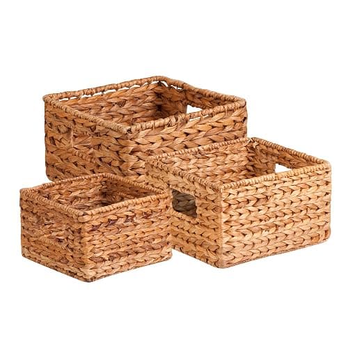 Honey-Can-Do Woven Water Hyacinth Wicker Storage Baskets, Nesting Set of 3 - Image 1