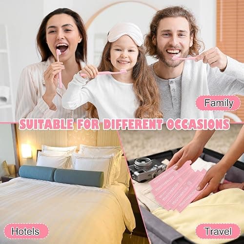 FoldTier 12 Pcs Pink Toothbrush Extra Soft Toothbrush Intensive Clean Tooth Brush for Adult Deep Clean Tooth Brush Individually Wrapped Gentle Bristle for Home Hotel Travel(Classic,Pink) thumbnail 6