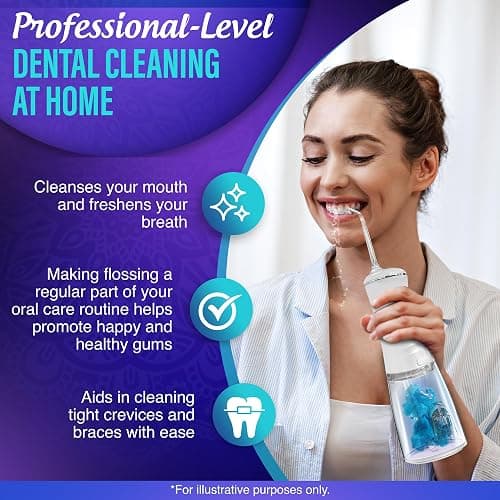 GuruNanda Advanced Dental Water Flosser 3.0 with UV Mode Water Flosser & 24 Aquapods with Mouthwash for Fresh Breath & Plaque Removal, Compact & TSA-Approved thumbnail 8