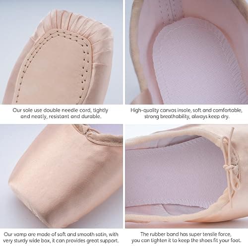 DoGeek Satin Pointe Shoes for Girls and Ladies Professional Ballet Dance Shoes with Ribbon for School or Home thumbnail 4