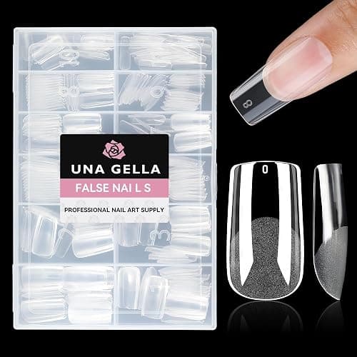 UNA GELLA Medium Square Nail Tips, 312pcs Medium Gel Nail Tips Square | Pre Etched Full Cover False Acrylic Nails Tips for Press On Nails DIY Art Salon 12 Sizes - Image 1