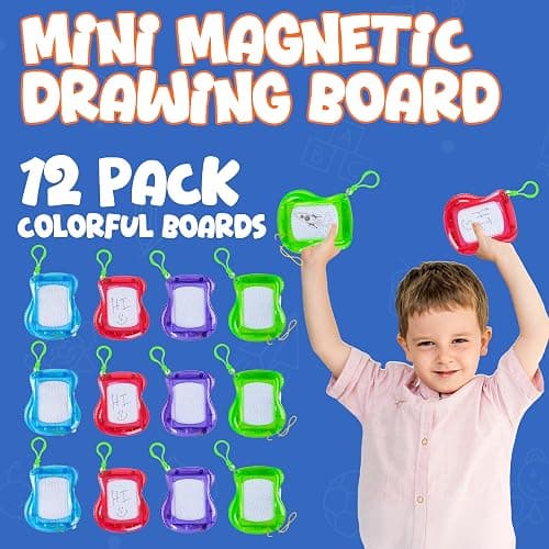 Bedwina Mini Magnetic Drawing Board for Kids - (Pack of 12) Backpack Keychain Clip Drawing Boards, Erasable Doodle Sketch Writing Pad Boys & Girls, Birthday Kids Party Favors thumbnail 3