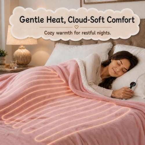 Soypipo Electric Heated Blanket 72"x84", 9 Heat Settings 10-Hour Auto-Off | Soft Flannel with Overheat Protection, Full Size Pink, Machine Washable, Fast Heating, Winter Comfort, for Couch & Bed thumbnail 6