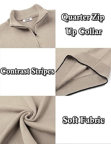 COOFANDY Men's Quarter Zip Up Pullover Slim Fit Lightweight Mock Neck Long Sleeve Sweaters thumbnail 5