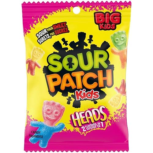 Sour Patch Kids Big Heads Candy, Gummy Candy, Sour then Sweet, 154 g, Prepared in Canada - Image 1