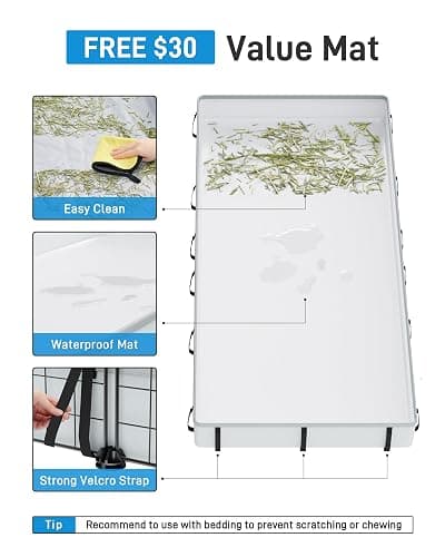 BUCATSTATE Guinea Pig Cages with Floor Mat, 20 Panels Guinea Pigs Playpen with Top Cover, Metal Rabbit Cage Indoor for Hedgehogs, Quail, Chickens (47" L x 24" W x 12" H) thumbnail 7