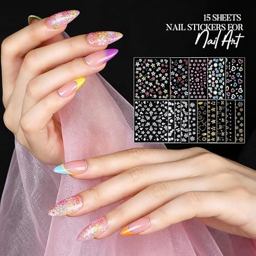 Teenitor Nail Charms and Nail Art Kit, 5 Boxes of Nail Charms and Nail Gems, 15 Pcs Nail Stickers, 20 Pcs Nail Art Brushes, 5 Pcs Nail Dotting Tools, Nail Art Palette, Nail Stand, Nail Adhesive Putty thumbnail 5