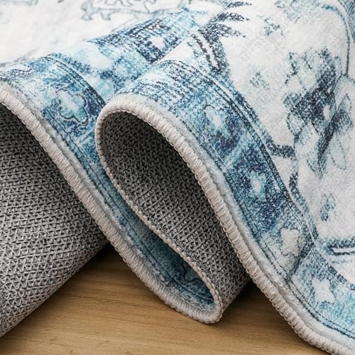 YOFOLY Washable 5x7 Area Rug - Living Room Large Rug Stain Resistant Carpet Vintage Carpet Bedroom Non-Slip Backing Home Decor Floor Decor Mat,Light Blue thumbnail 6
