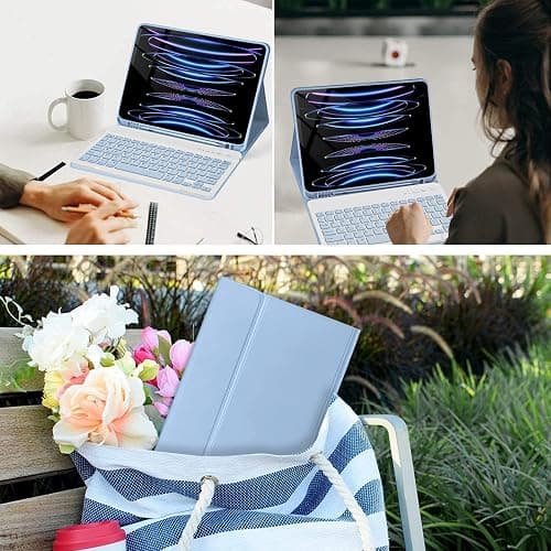 CC Store for iPad Pro 11 inch Case with Keyboard(4th /3rd /2nd /1st Gen),Keyboard for New iPad Air 11 inch (M2/M3),Air 5th/4th Gen Case with Detachable Bluetooth Key-Board and Pencil Holder (Blue) thumbnail 7