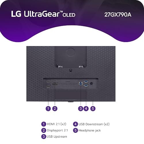 LG 27GX790A-B 27-inch Ultragear OLED Gaming Monitor QHD 1440p 480Hz, 0.03ms, DisplayPort 2.1, True Black 400, NVIDIA G-Sync, AMD FreeSync Premium Pro, HDMI, USB, Tilt/Height/Swivel/Pivot Stand, Black thumbnail 16