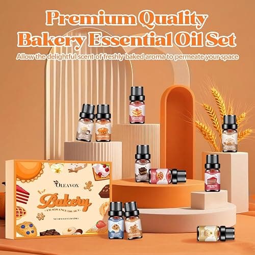 Bakery Essential Oils Set,Premium Fragrance Oil for Diffusers, Scents for Candle & Soap Making, Pumpkin Pie, Cream Vanilla, Gingerbread,Cinnamon Sugar Donut and Cake More 10x5ml,Aromatherapy Oils thumbnail 6