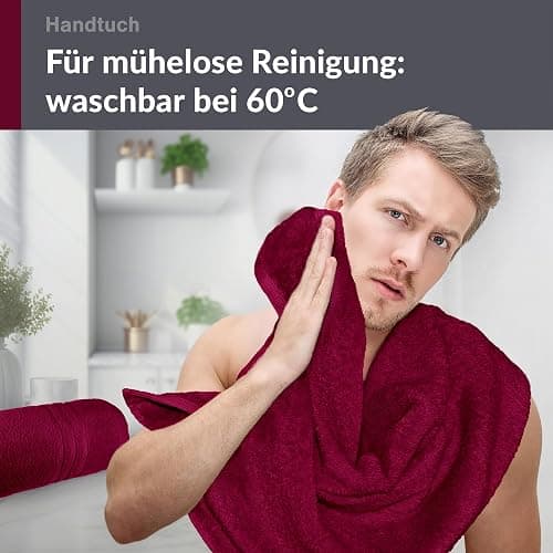 Lashuma Wellness Handtuch Set Damen 50x100 cm in Kirsch - Rot, London Flauschige Frottee Handtücher für das Badezimmer und Spa - 2 Handtuch 50x100 cm - Kirsch Rot thumbnail 8