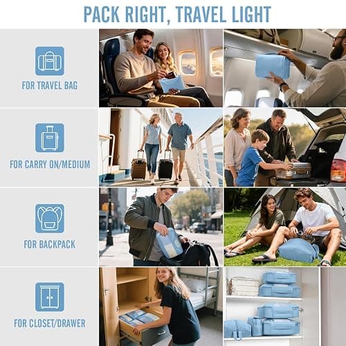 Veken 8 Set Packing Cubes for Travel Essentials, Suitcase Organizer Bags in 4 Sizes, Carry-On Luggage Accessories with Large Laundry & Hanging Toiletry Bag, Must-Have for Airplane, Road Trip & Camping thumbnail 8