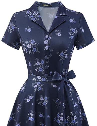 Wedtrend Women's Vintage Tea Dress, Short Sleeve Cocktail Party Dress Work Church Casual Dress thumbnail 4