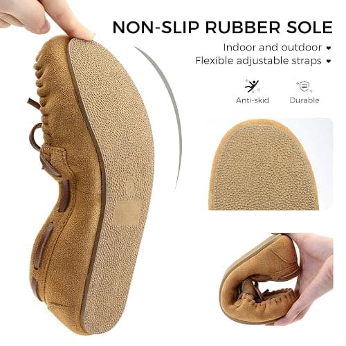 Vonair Women's Moccasin Slippers Micro Suede Warm Faux Fur Pile Lined Lace-Up Cozy Bow Indoor & Outdoor Moccasins Slip On Loafers Shoes for Women thumbnail 4