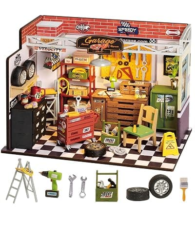 Rolife DIY Miniature House Kit Garage Workshop, Build 1/20 Mini House Building Kit with LED Craft Kits for Aduls Gifts for Him Her Kids - Image 1
