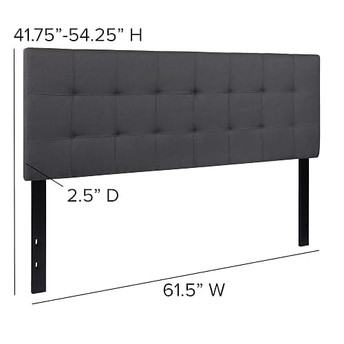 EMMA + OLIVER Dark Gray Queen Quilted Tufted Headboard | Adjustable Bed Rail Slots, Fabric Upholstered thumbnail 2