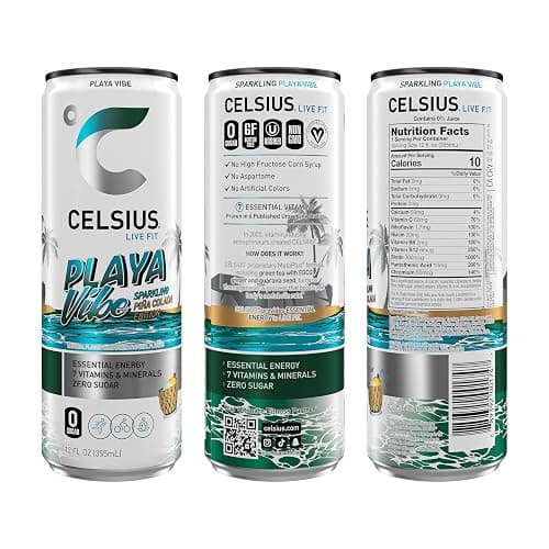 CELSIUS PLAYA VIBE Sparkling Pina Colada, Sugar Free Energy Drink, 12 Fl Oz (Pack of 12) thumbnail 2