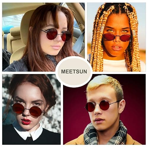 MEETSUN Small Round Polarized Sunglasses for Men Women Retro Vintage Circle Hippie Sun Glasses UV400 thumbnail 2
