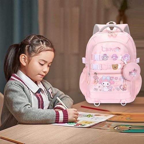 Roffatide Anime Kawaii Backpack with 12 Pcs Accessories Cartoon Travel Aesthetic New Semester Gifts Bag with Cute Pins Anti-Theft Laptop Backpack Travel Hiking Daypacks Rucksack thumbnail 2