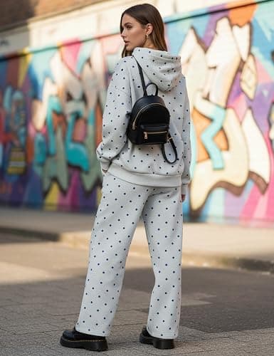 HOCANDY Polka Dot Hoodie and Sweatpants Set for Women thumbnail 3