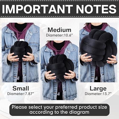 Namalu 7.87 Inches 2 Pcs Knot Pillows Decorative Throw Pillow, Black | Soft Knotted Plush Ball Pillows, Handmade Stuffed Ball Pillows, for Bedroom Sofa Couch Home Bedroom Decor thumbnail 3