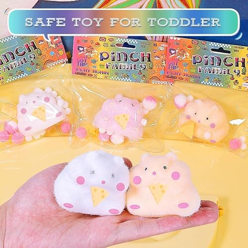 3pcs Squishy Hamster Squeeze Toys,3 inch Cute Soft Hamster Squishy Toys,Stress Relief Squishies for Kids Party Favors, Pinch Family, Fidget Toys Suitable Adults Kids Big thumbnail 2
