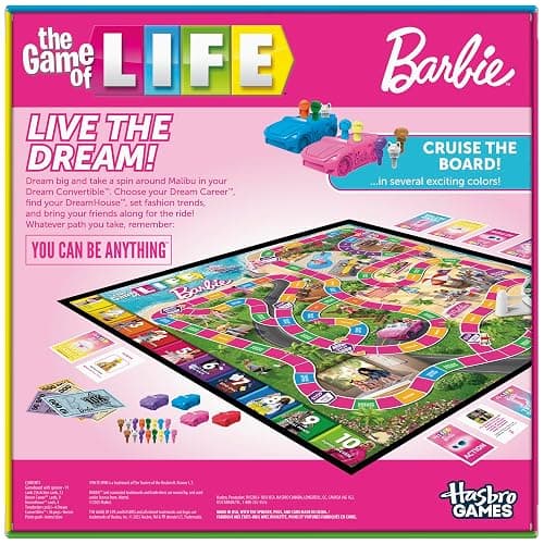 Hasbro Games The Game of Life: Barbie Edition Board Game | Ages 8+ | 2 to 4 Players | Fun Family Games for Kids and Adults | Kids Gifts (Amazon Exclusive) thumbnail 3