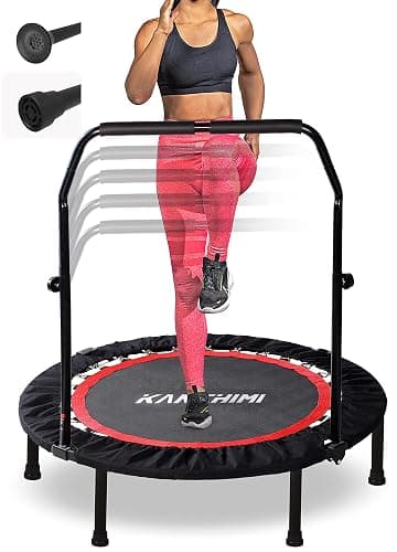 Kanchimi 40" Folding Mini Fitness Indoor Exercise Workout Rebounder Trampoline with Handle, Max Load 330lbs - Image 1