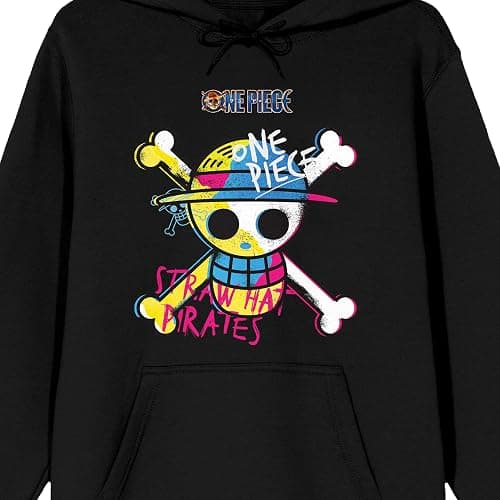 Bioworld One Piece (Live Action) Graffiti-Style Straw Hat Pirates Adult Black Graphic Hoodie thumbnail 2