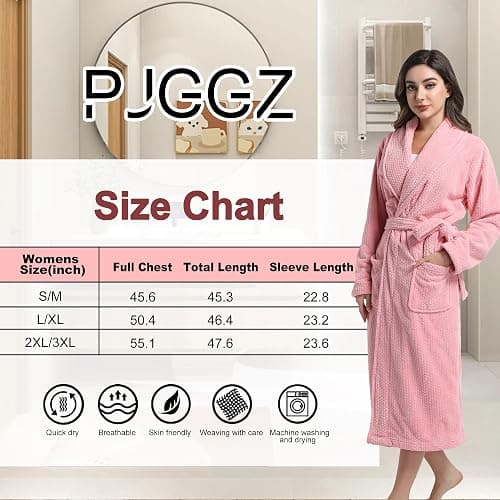 PJGGZ Women's Shawl Collar Bathrobe, Soft Long Towel Robes for Women - Super Absorbent Quick Dry yet Warm thumbnail 7