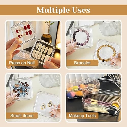 INMORVEN Nagel Aufbewahrungsbox Set – 14 Klare Press On Nail Boxen + 1 Große Box & 60 Klebepads – Ideal für Fake Nails, Gelnägel Zubehör & Nagellack Aufbewahrung (14 Stück Einzige Schicht) thumbnail 6